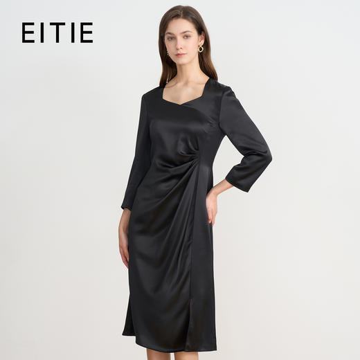 EITIE爱特爱秋季新款气质粉色收腰显瘦连衣裙7907622 商品图1