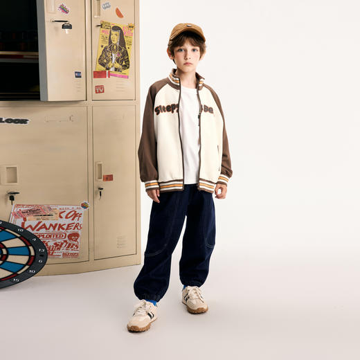 【MQD】童装男大童春秋季品学院风潮酷休闲美式复古字母棒球服外套 商品图4