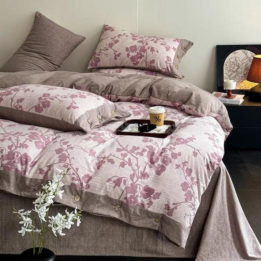 秋冬新品A类加厚高克重亚麻复古风双层纱印花四件套G110100001 商品图6