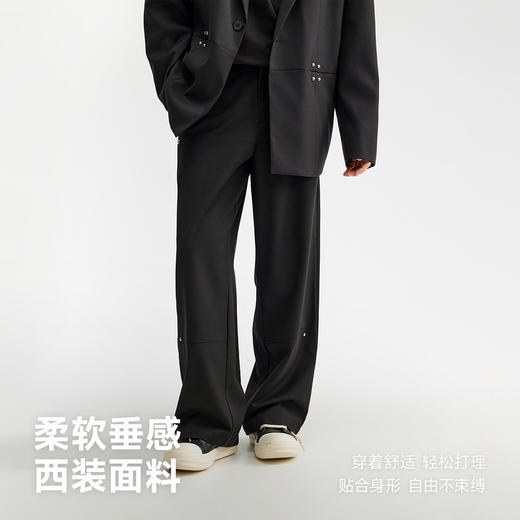CHINISM赤尘 黑色垂感直筒西裤男秋季新款休闲长裤 商品图2