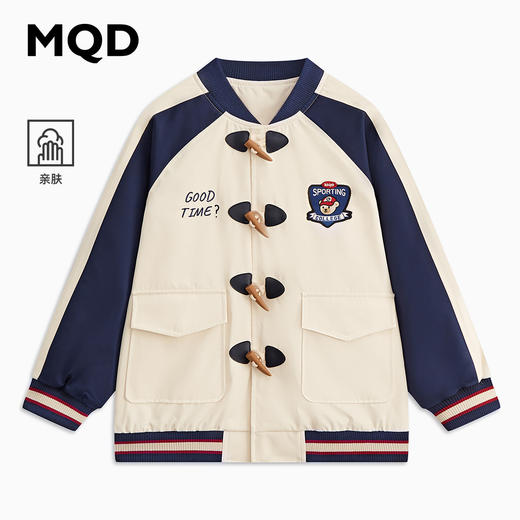 【MQD】童装男大童春款学院风插肩袖撞色休闲外套 商品图0