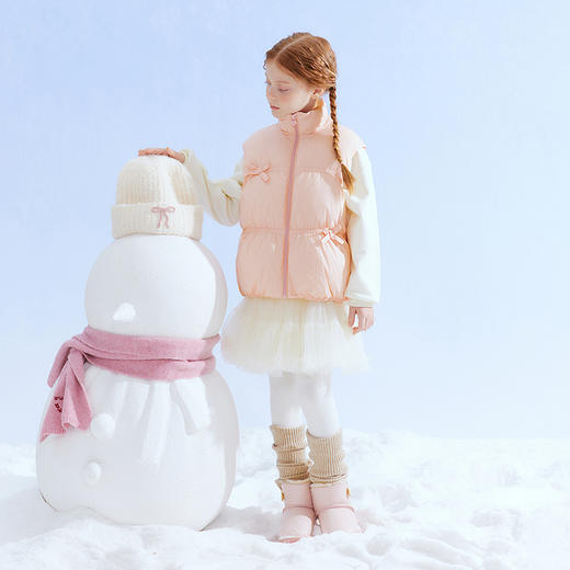 笛莎Deesha 童装女童羽绒马甲2025冬新款女童甜美可爱蝴蝶结花苞型羽绒马甲 商品图2