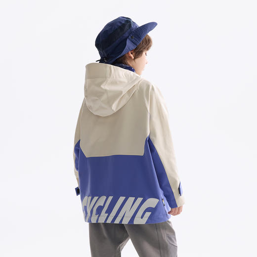 【MQD】童装儿童风衣2025新款春季男童连帽外套斜门襟拼色上衣 商品图2