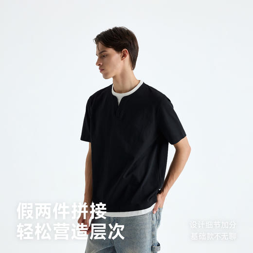 【凉感】CHINISM赤尘 假两件拼接短袖T恤男2025夏季男士速干半袖 商品图2