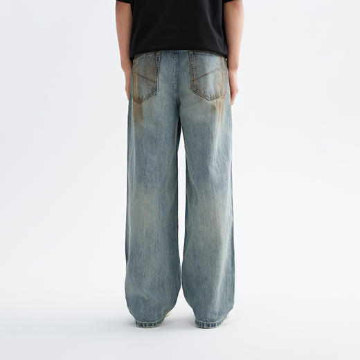 【商场同款】CHINISM赤尘 水洗脏染破洞牛仔裤男2025夏季直筒裤 商品图3