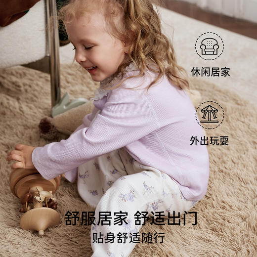 【宝宝服饰】嫚熙儿童家居服山茶花华夫格分体睡衣套装 商品图4