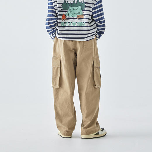 蓝汽水25年秋季新款亲子装中大男童复古工装裤经典直筒版型休闲裤 商品图4