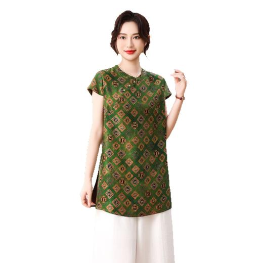 丁摩真丝香云纱花萝无袖新款奥黛新中式高级时尚100%桑蚕丝AL5675 商品图4