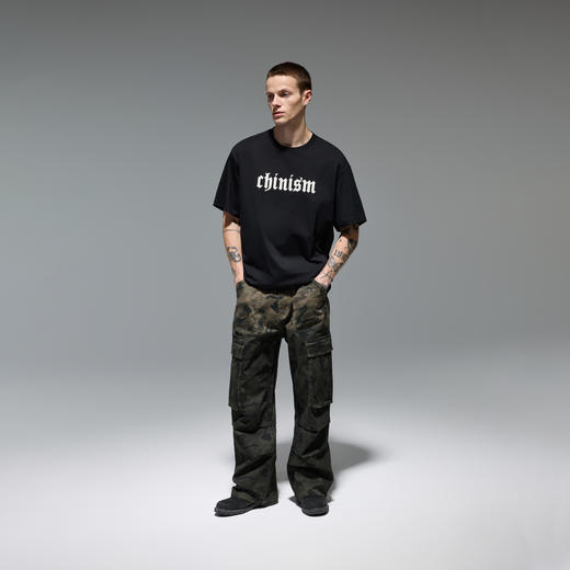 CHINISM赤尘 渐变迷彩工装裤男秋季新款褶皱伞兵裤美式直筒休闲裤 商品图4