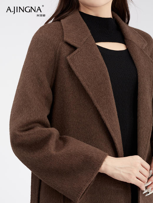 【商城同款】阿菁娜高智牦牛绒真丝气质高级感大衣F30D211083 商品图4