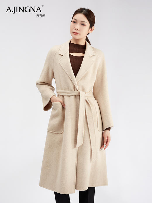 【商城同款】阿菁娜高智牦牛绒真丝气质高级感大衣F30D211083 商品图1