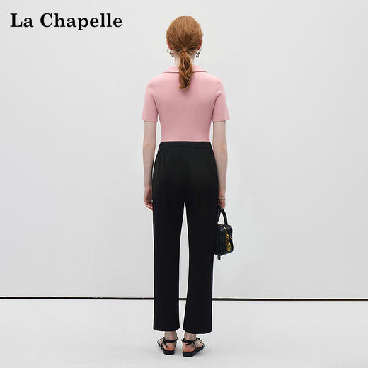 拉夏贝尔/La Chapelle高腰开叉微喇裤显瘦通勤百搭九分休闲裤 商品图2