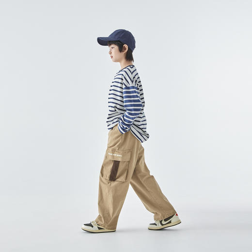 蓝汽水25年秋季新款亲子装中大男童复古工装裤经典直筒版型休闲裤 商品图3