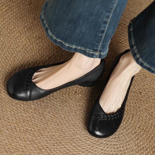 软面羊皮编织轻便，舒适一脚蹬低跟浅口单鞋ASZ-KL69 商品图3