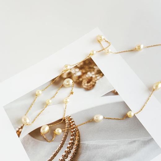 【天然正品】AU750黄金镶天然香槟金色巴洛克海水珍珠项链44CM女士现售价：1880！030825NJM07 商品图4