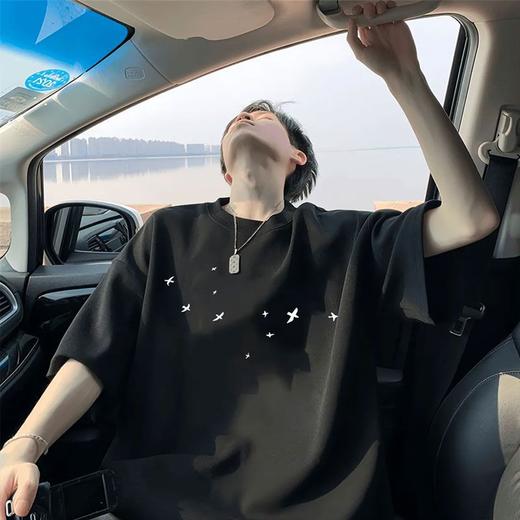 【重磅美式系列❗燕子印花半袖体恤】男款夏季简约大气，少年感纯棉t恤，潮流宽松重磅美式内搭，200克短袖oversize五分袖上衣L 商品图3