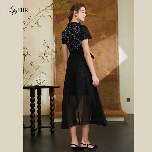 司歌蕾丝两件套收腰连衣裙拼雪纺T0911027X 商品图3