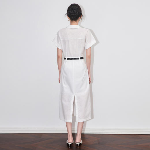 「高货wl」全新升级【铂金会员367/天猫499/差价132】(43421)洛诗琳气质法式亚麻衬衫裙2025夏季知性通勤收腰连衣裙女 商品图1