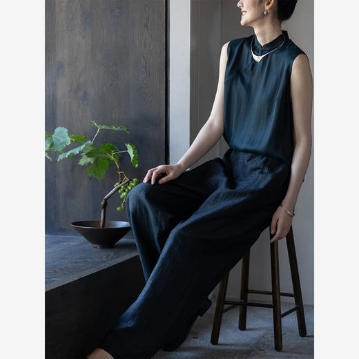 牧衣游原创 重磅25姆米香云纱阔腿裤子宽松禅意真丝休闲裤 来闻 商品图1