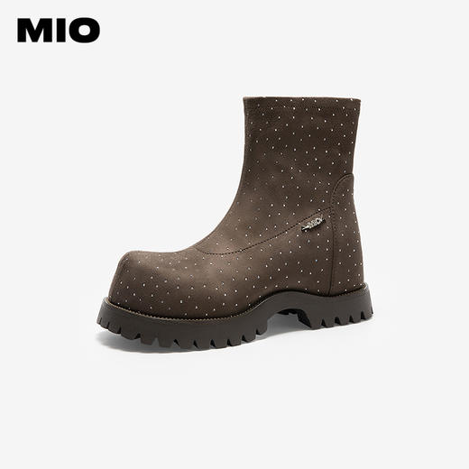MIO米奥袜靴冬季新款圆头中跟厚底增高百搭弹力靴瘦瘦靴女靴M255652010 商品图0