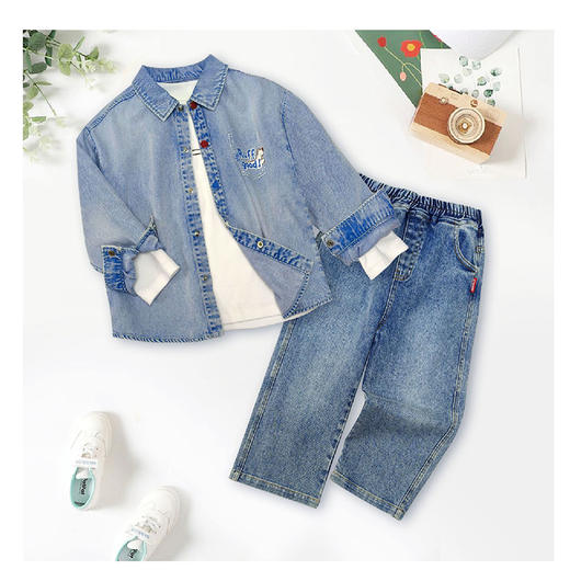 棉果果秋季新品男童永恒蓝色牛仔衬衫M312150225454 商品图0