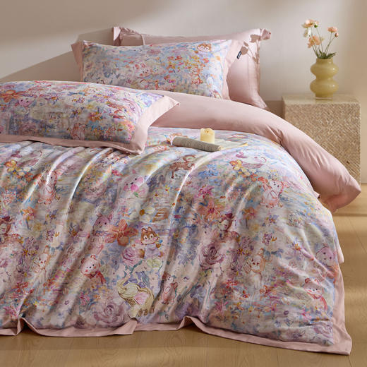 【热卖推荐】自然醒全棉贡缎数码100支长绒棉磨毛四件套（带高档礼盒）HS 商品图5