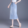 【预售3天】PY-2025新款女韩版高腰中长款包臀裙简约牛仔直筒开叉半身裙SES&BF9817 商品缩略图2