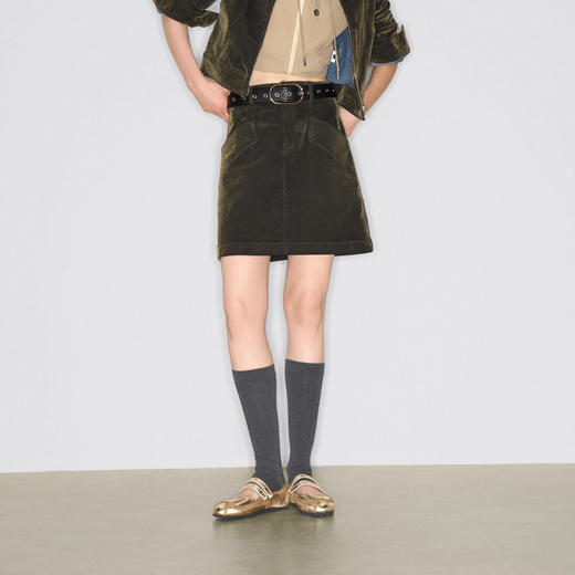 lost in echo2025早秋新款独特植绒短款阔肩夹克外套半裙短裙套装 商品图4