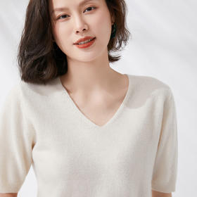 【限时特卖】【经典13色，V领+圆领可选】SIIJJEYY夏季女款精纺一线成衣美丽诺羊毛圆领V领针织短袖