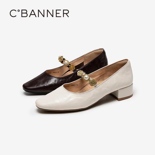 千百度手抓皮中跟玛丽珍鞋女羊皮小香风法式浅口单鞋A25453316 商品图0