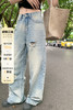 <曾小咸推荐>美式破洞蓝色牛仔裤女高腰 商品缩略图5