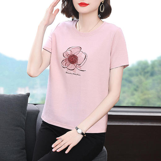 YY 63333大码宽松纯棉显瘦圆领上衣t恤 商品图1