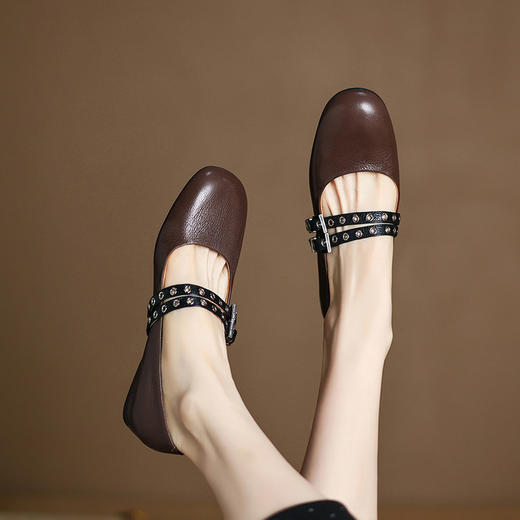 【预售5天】秋季新款复古圆头浅口单鞋气质百搭一字扣带玛丽珍女鞋HCYYHD&6283 商品图3