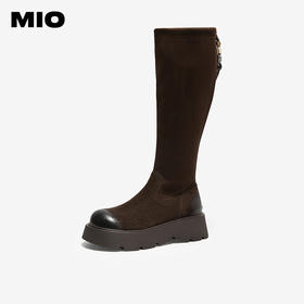 MIO米奥弹力靴圆头厚底长筒袜靴百搭增高瘦瘦靴女靴M255825099