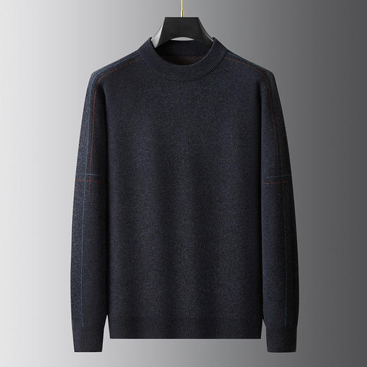 【DWP】【100%绵羊毛】大依优型大码男装秋冬新款加肥加大码圆领羊毛衫高品质男胖子毛衣打底衫弹力保暖 商品图3