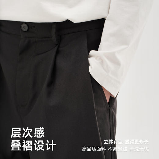 CHINISM赤尘 黑色轻薄西裤男直筒夏季新款休闲裤男士宽松褶皱裤子 商品图1