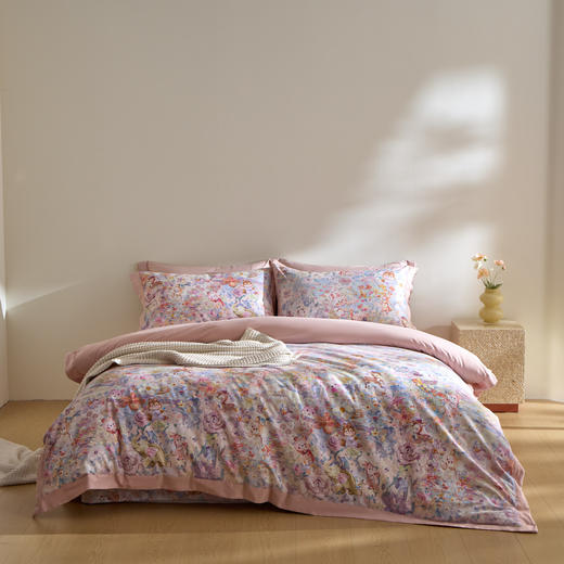 【热卖推荐】自然醒全棉贡缎数码100支长绒棉磨毛四件套（带高档礼盒）HS 商品图1