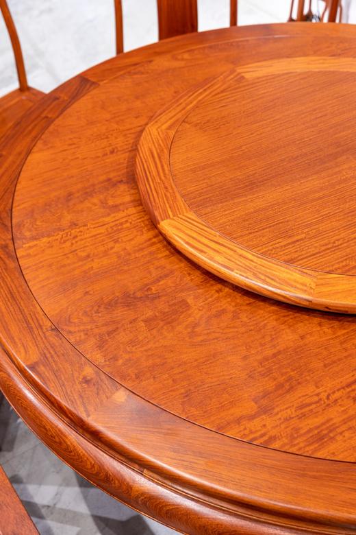 红桥红  家具严选  缅甸花梨（大果紫檀）【158 素边六角底座 圆餐桌十二件套】 商品图3