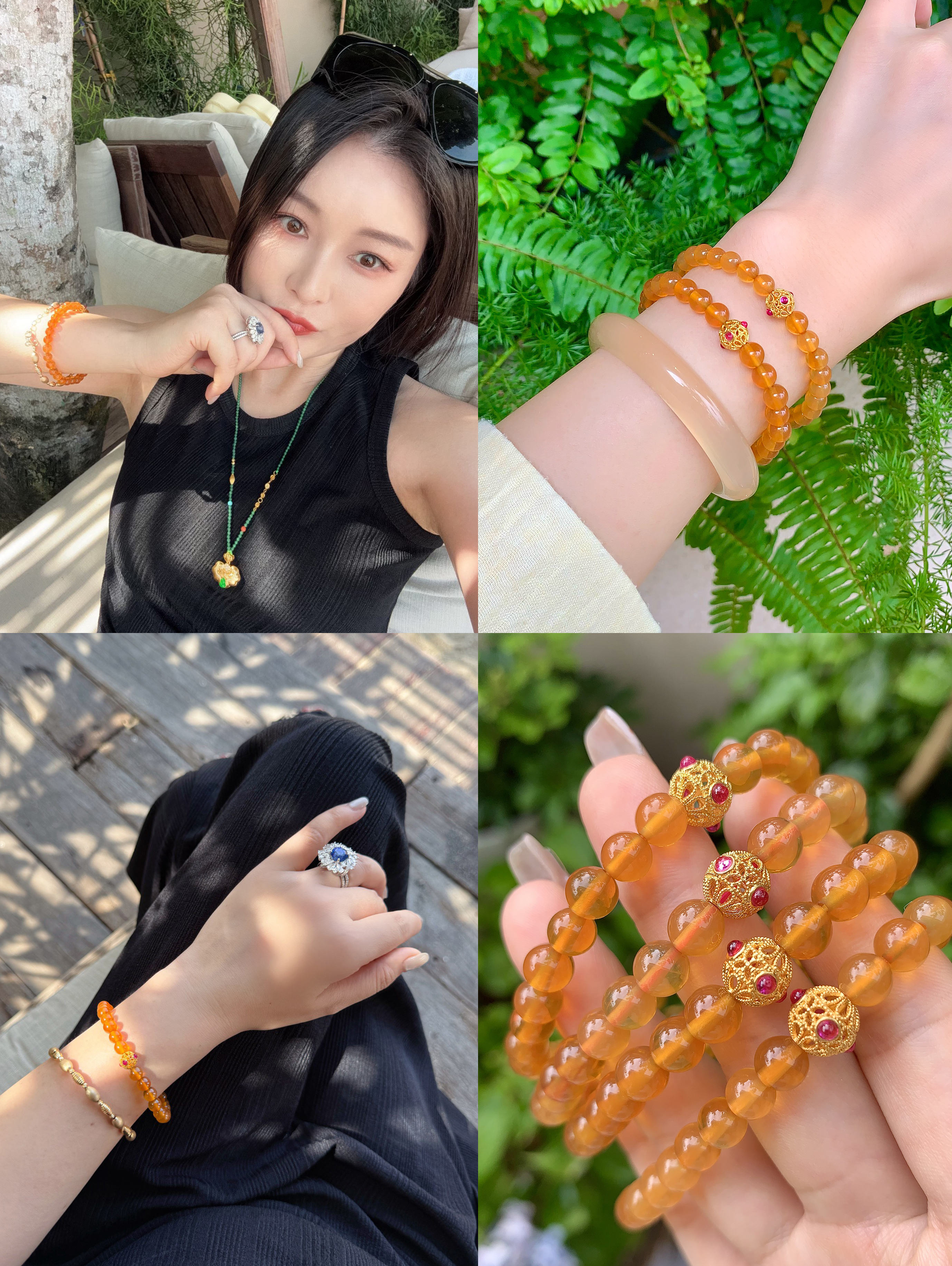 火焰精灵！18K金转运金珠火欧泊手串（现货）