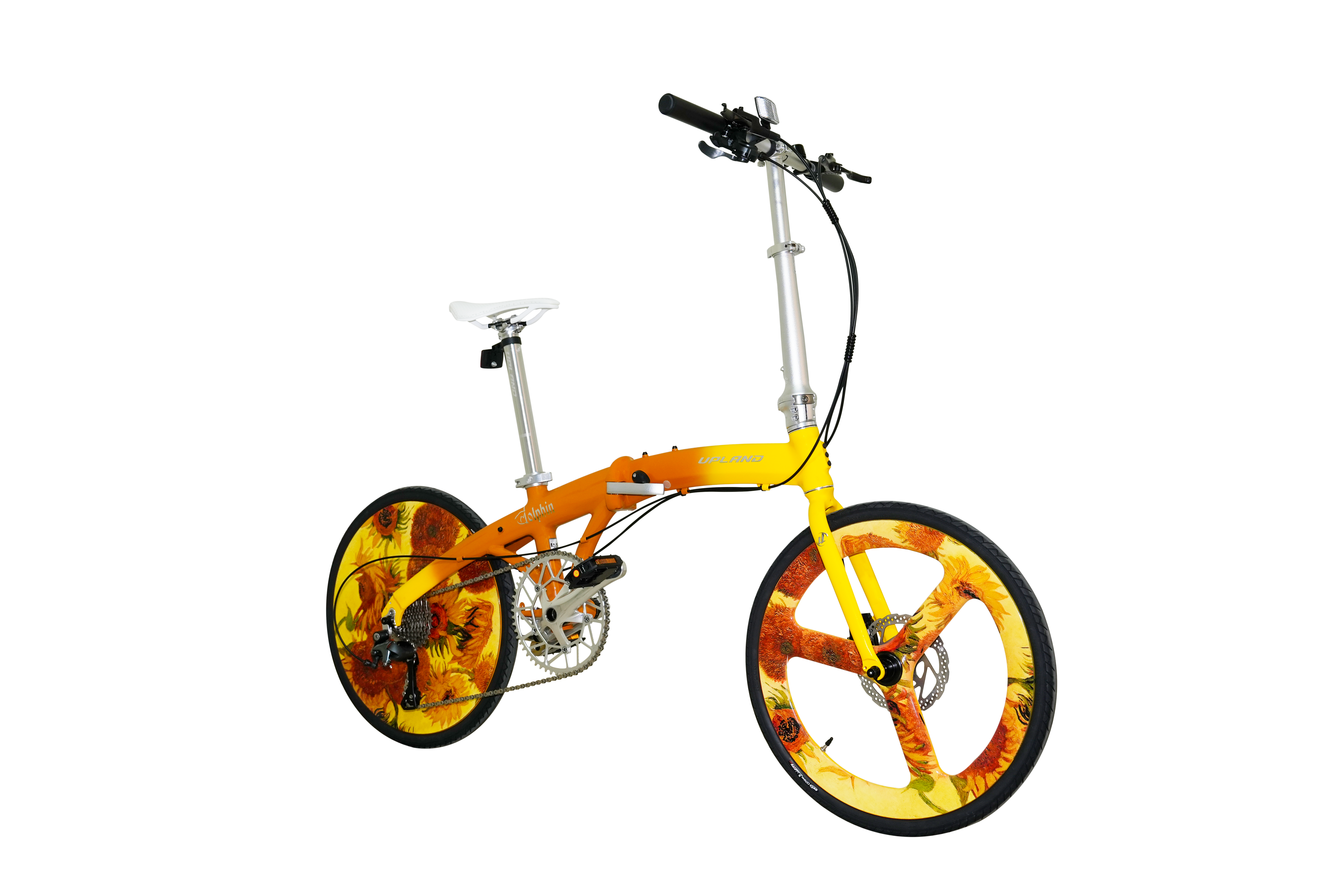 UPLAND梵高艺术涂装系列超轻铝合金梵高定制封闭轮折叠车 向日葵涂装