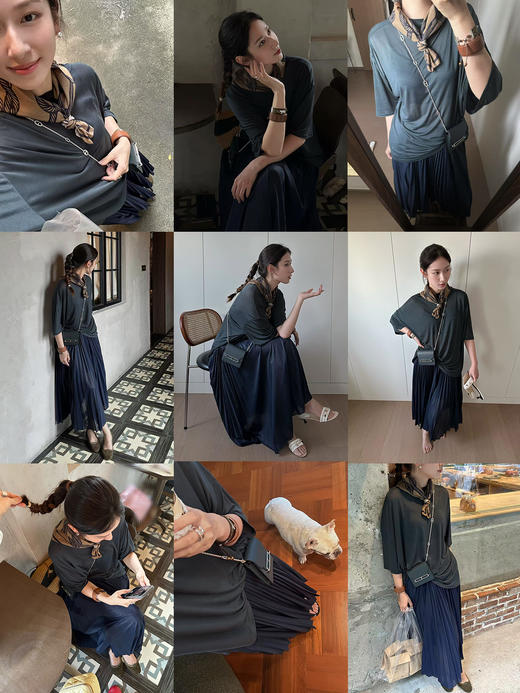 HIDEMI皮肤衣系列新款凉感超薄清透圆领宽松慵懒短袖面膜t恤 骑士蓝/自然白/浅花灰/锡器灰/黑色 商品图5