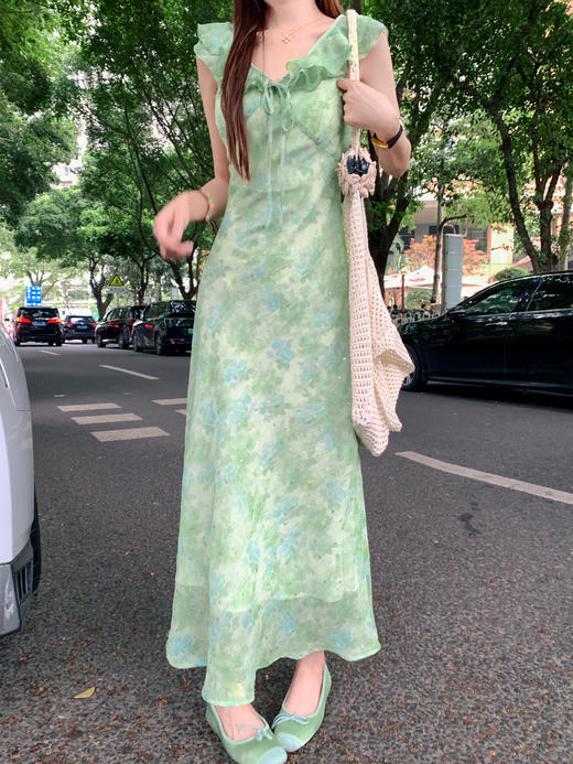 【折后再享2件88折】现货秒杀！微信打折价！韩系度假风绿色碎花连衣裙 日常229.99 立减100 秒杀129.99！ 商品图10