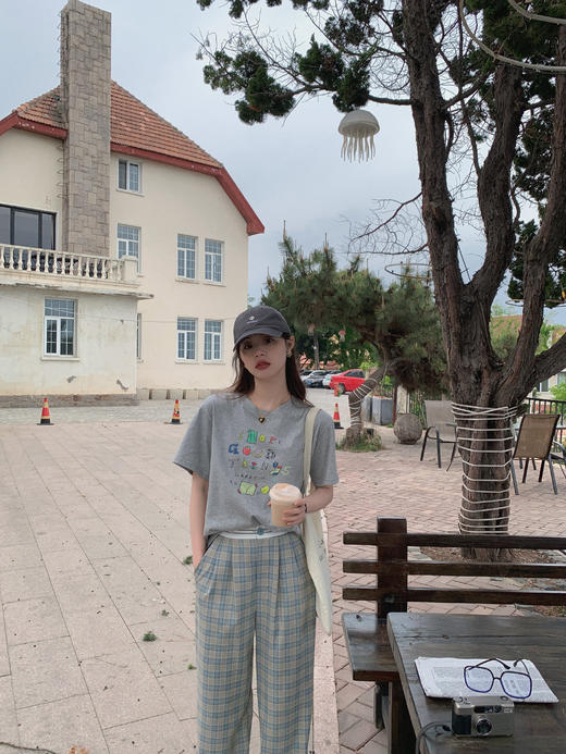 金蘑菇菇【day off假日西裤】柔软舒适百搭中高腰拖地裤休闲长裤 商品图4