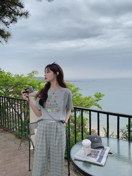 金蘑菇菇【day off假日西裤】柔软舒适百搭中高腰拖地裤休闲长裤 商品图5