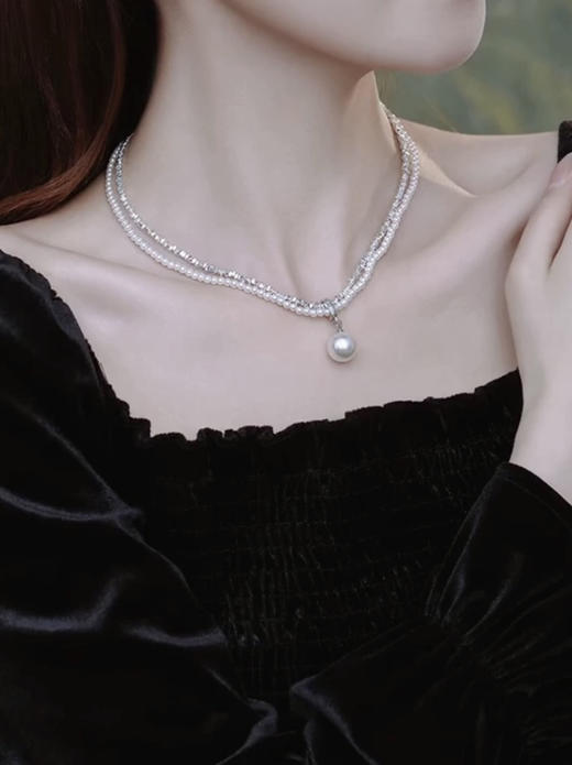 【碎银叠浪 · 珠光叙事】✨欧美设计师作品 🎊经典珍珠吊坠+双层链，美呆了！！🤩 商品图10