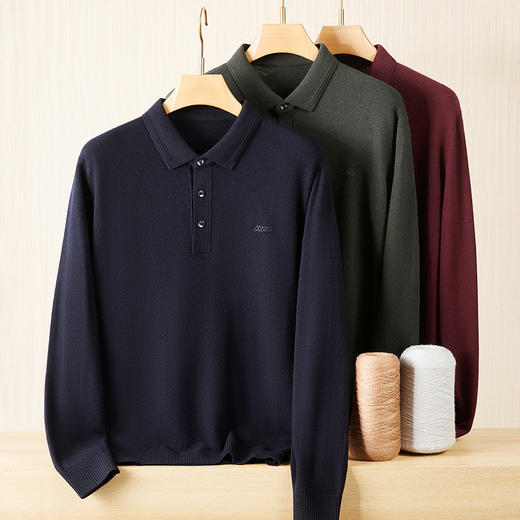 【DWP】【100%绵羊毛】大依优型秋季新款秋冬男士羊毛衫加肥加大码商务休闲宽松翻领针织打底衫毛衣 商品图5