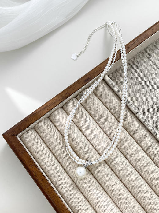 【碎银叠浪 · 珠光叙事】✨欧美设计师作品 🎊经典珍珠吊坠+双层链，美呆了！！🤩 商品图6