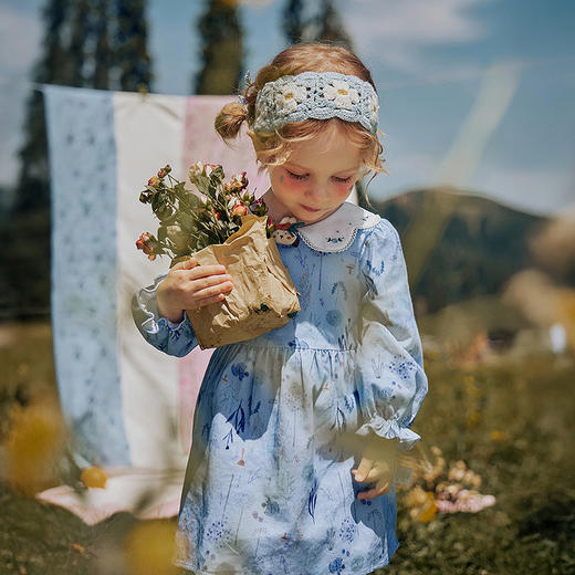 迷你巴拉女童儿童柔软宽松A摆娃娃领灯芯绒连衣裙2025秋新品 商品图2