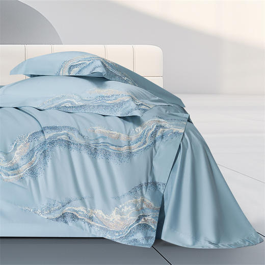 自然醒100支长绒棉高奢系列四件套新疆棉全棉纯棉刺绣被套床单高端床上用品GDS 商品图6