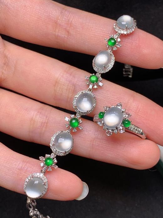 蛋面翡翠戒指手链套装 商品图2